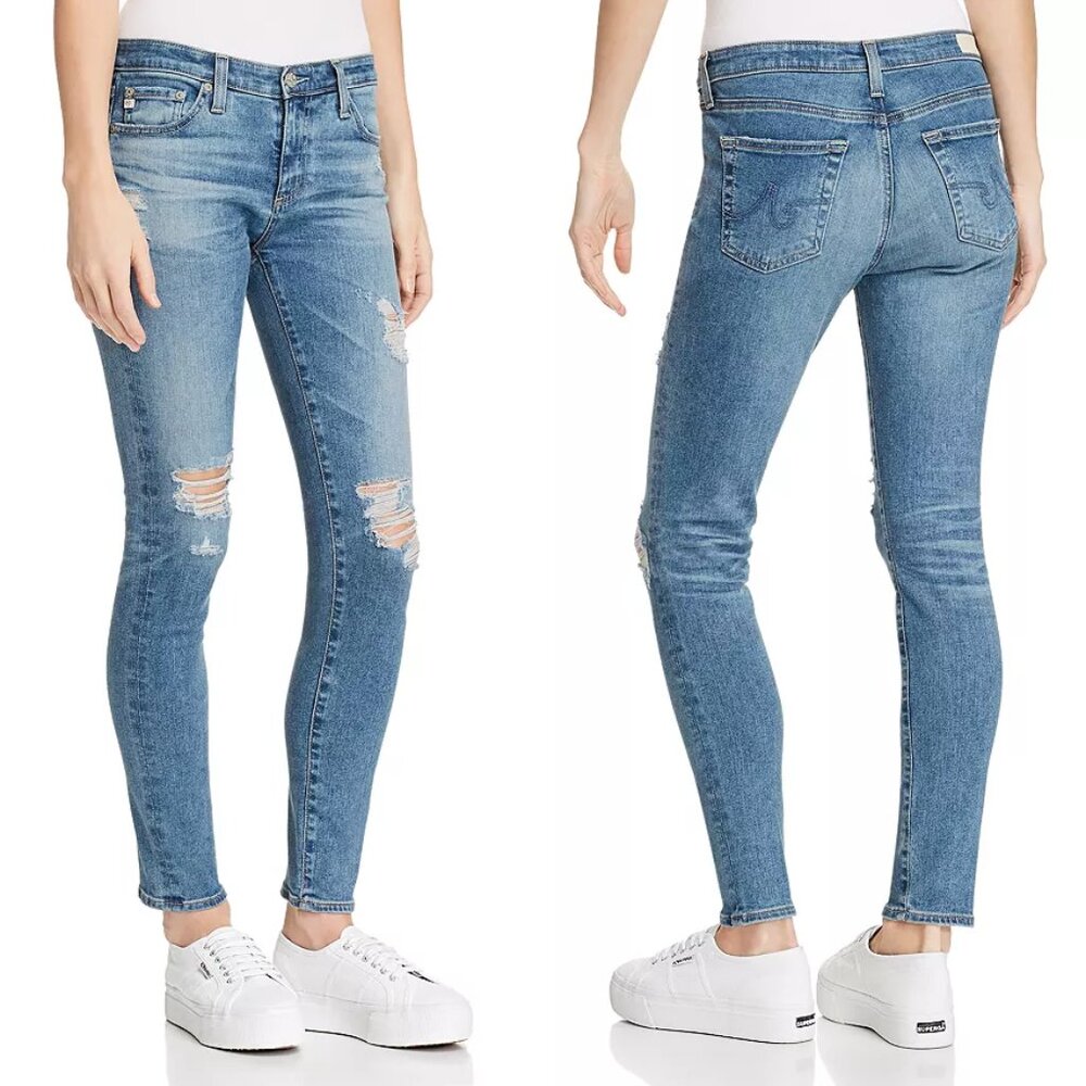 NWT AG Ankle Legging Jeans 24 13 Years Pacifica Destroyed Wash